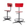 Red Wooden Stools with Back - Imagen 3
