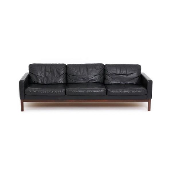 Scandinavian Black Leather Sofa